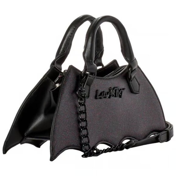 Betsey Johnson Black Glitter Bat Mini Shoulder Bag NWT - Picture 2 of 11